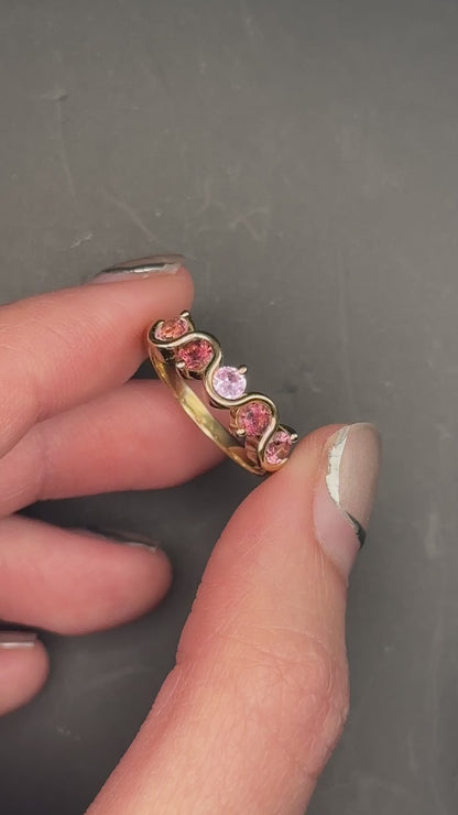 Pink Spinel & Sapphire Wavy Band