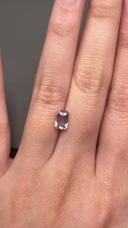 light pinkish white emerald cut sapphire - 1.2 ct