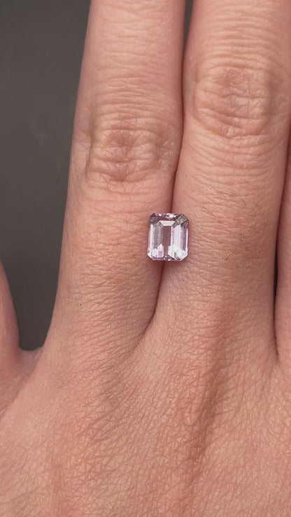 light pinkish white emerald cut sapphire - 1.2 ct