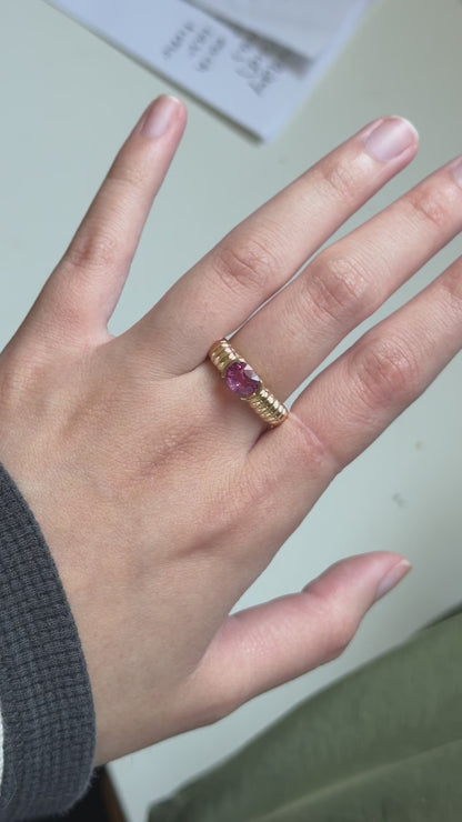 Half Bezel Ridge Ring - Pink Tourmaline